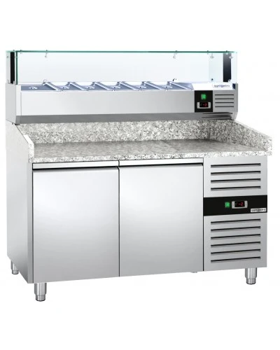 Холодильний стіл для піци PREMIUM - 1,5 x 0,8 m - 2 скляних дверей GGM Gastro