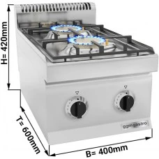 Плита газова, 2 конфорки (9,5 кВт) з п''єзо елементом' GGM Gastro