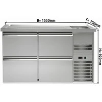 Холодильний стіл для пива 1,5 x 0,7 м - 4 шухляди 1/2 GGM Gastro