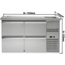 Холодильний стіл для пива 1,5 x 0,7 м - 4 шухляди 1/2 GGM Gastro