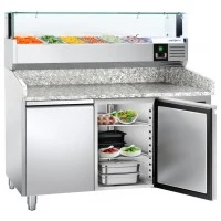 Холодильний стіл для піци PREMIUM - 1,5 x 0,8 m - 2 скляних дверей GGM Gastro