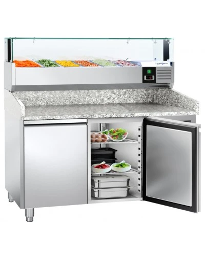 Холодильний стіл для піци PREMIUM - 1,5 x 0,8 m - 2 скляних дверей GGM Gastro