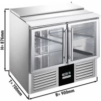 Саладетта / Холодильний стіл PREMIUM - 0,9 x 0,7 m - 2 скляних дверей GGM Gastro