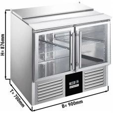 Саладетта / Холодильний стіл PREMIUM - 0,9 x 0,7 m - 2 скляних дверей GGM Gastro
