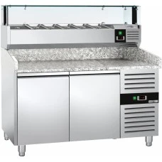 Холодильний стіл для піци PREMIUM - 1,5 x 0,8 m - 2 скляних дверей GGM Gastro