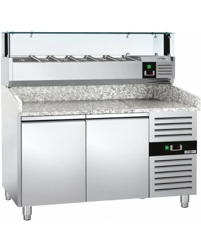 Холодильний стіл для піци PREMIUM - 1,5 x 0,8 m - 2 скляних дверей GGM Gastro