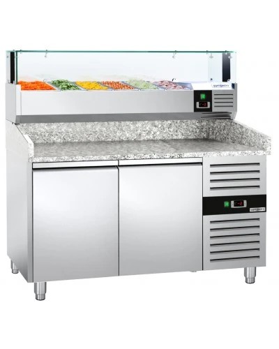 Холодильний стіл для піци PREMIUM - 1,5 x 0,8 m - 2 скляних дверей GGM Gastro
