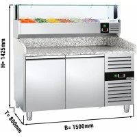Холодильний стіл для піци PREMIUM - 1,5 x 0,8 m - 2 скляних дверей GGM Gastro