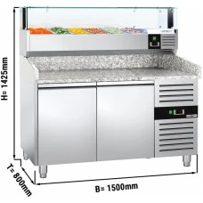 Холодильний стіл для піци PREMIUM - 1,5 x 0,8 m - 2 скляних дверей GGM Gastro