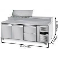 Холодильний стіл / Саладетта PREMIUM - 1,8 x 0,7 m (8x GN 1/3 / об'єм: 417 л / 2 дверцята / 2 висувні секції) GGM Gastro