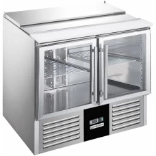 Саладетта / Холодильний стіл PREMIUM - 0,9 x 0,7 m - 2 скляних дверей GGM Gastro