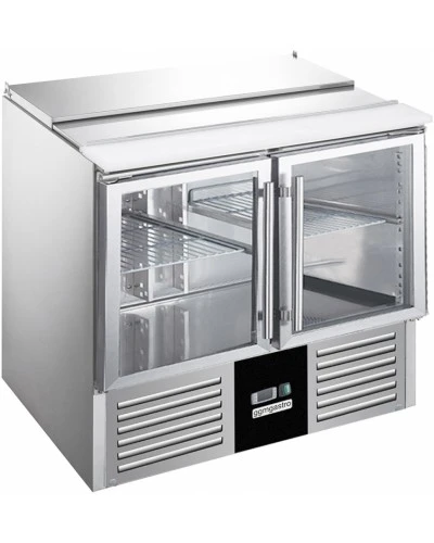 Саладетта / Холодильний стіл PREMIUM - 0,9 x 0,7 m - 2 скляних дверей GGM Gastro