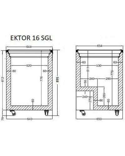 EKTOR 16 SGL (172л) Морозильна скриня з прямим склом CRYSTAL S.A. Греція