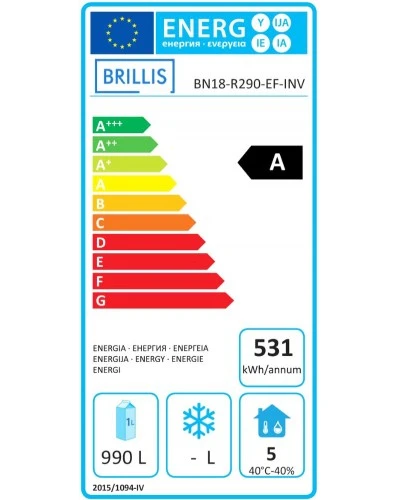 Холодильна шафа енергозберігаюча BRILLIS BN18-LED-R290-EF-INV