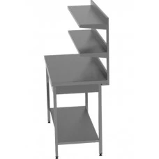 Стіл кухонний виробничий з надбудовою ПРОФІ СППДП, ст.304, глибина 600 мм, одна полиця