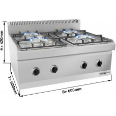 Плита газова, 4 конфорки (25 кВт) з п''єзо елементом' GGM Gastro