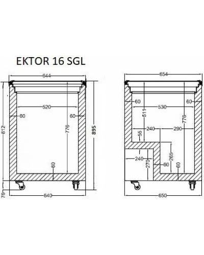 EKTOR 16 SGL LED (172л) з підсвічуванням Морозильна скриня з прямим склом CRYSTAL S.A. Греція