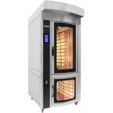 Ротаційна Конвекційна піч для випічки - срібло - сенсорне управління - 10x EN 60x40 - з ростійною шафою GGM Gastro