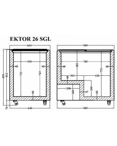 EKTOR 26 SGL (251л) Морозильна скриня з прямим склом CRYSTAL S.A. Греція
