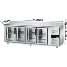 Холодильний стіл ECO - 2,2 x 0,7 m - з 4 скляних дверей GGM Gastro