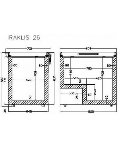 IRAKLIS 26 INOX (240л) Морозильна скриня з глухою кришкою з нержавіючої сталі ТМ CRYSTAL Греція