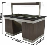 Салат-бар тепловий - 1,6 x 1,0 м - 4x GN 1/1 GGM Gastro