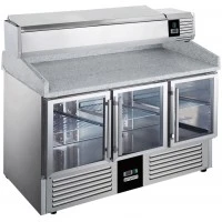 Холодильний стіл для піци PREMIUM - 1,4 x 0,7 m - 3 скляних дверей GGM Gastro