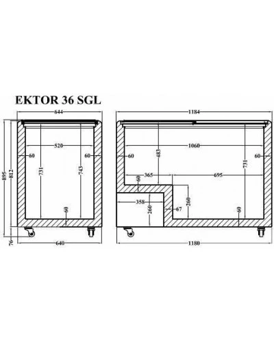 EKTOR 36 SGL (356л) Морозильна скриня з прямим склом CRYSTAL S.A. Греція