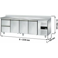 Холодильний стіл ECO - 2,2 x 0,7 m - 3 скляних дверей та 2 шухляди 1/2 GGM Gastro