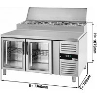 Холодильний стіл / Саладетта PREMIUM - 1.4 x 0.7 m / 2 скляні двері / об'єм: 282 л GGM Gastro
