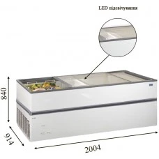CRYSTALLITE 20 LED (800л) з підсвічуванням Морозильна бонета CRYSTAL S.A. Греція