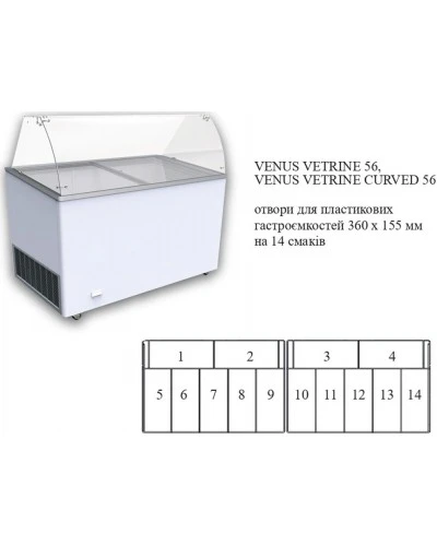 VENUS VETRINE CURVED 56 Морозильна вітрина для м'якого морозива гнуте скло CRYSTAL S.A. Греція