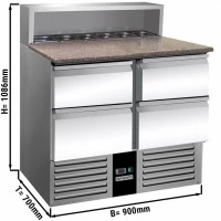 Холодильний стіл для піци - 0,9 x 0,7 m - з 4 шухляди 1/2 GGM Gastro