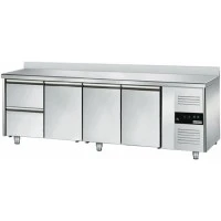 Холодильний стіл ECO - 2,2 x 0,7 m - 3 скляних дверей та 2 шухляди 1/2 GGM Gastro