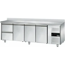 Холодильний стіл ECO - 2,2 x 0,7 m - 3 скляних дверей та 2 шухляди 1/2 GGM Gastro