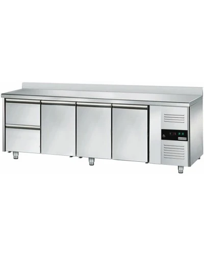 Холодильний стіл ECO - 2,2 x 0,7 m - 3 скляних дверей та 2 шухляди 1/2 GGM Gastro