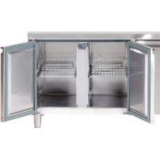 Холодильний стіл ECO - 2,2 x 0,7 m - 3 скляних дверей та 2 шухляди 1/2 GGM Gastro