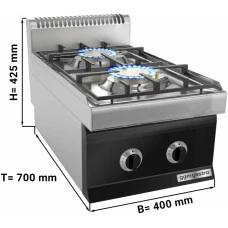 Плита газова, 2 конфорки (9,5 кВт) з п''єзо елементом' GGM Gastro